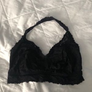 Aerie Black Laced Halter Bralette